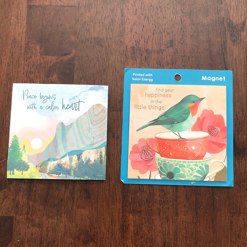 🧡 Mountains and Bird with Tea Cups Magnet Set